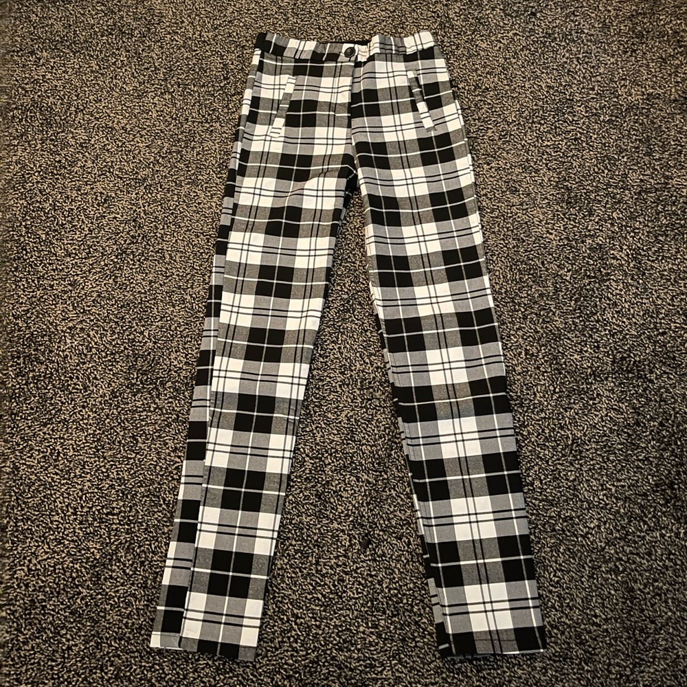 Adika black and white plaid skinny pants